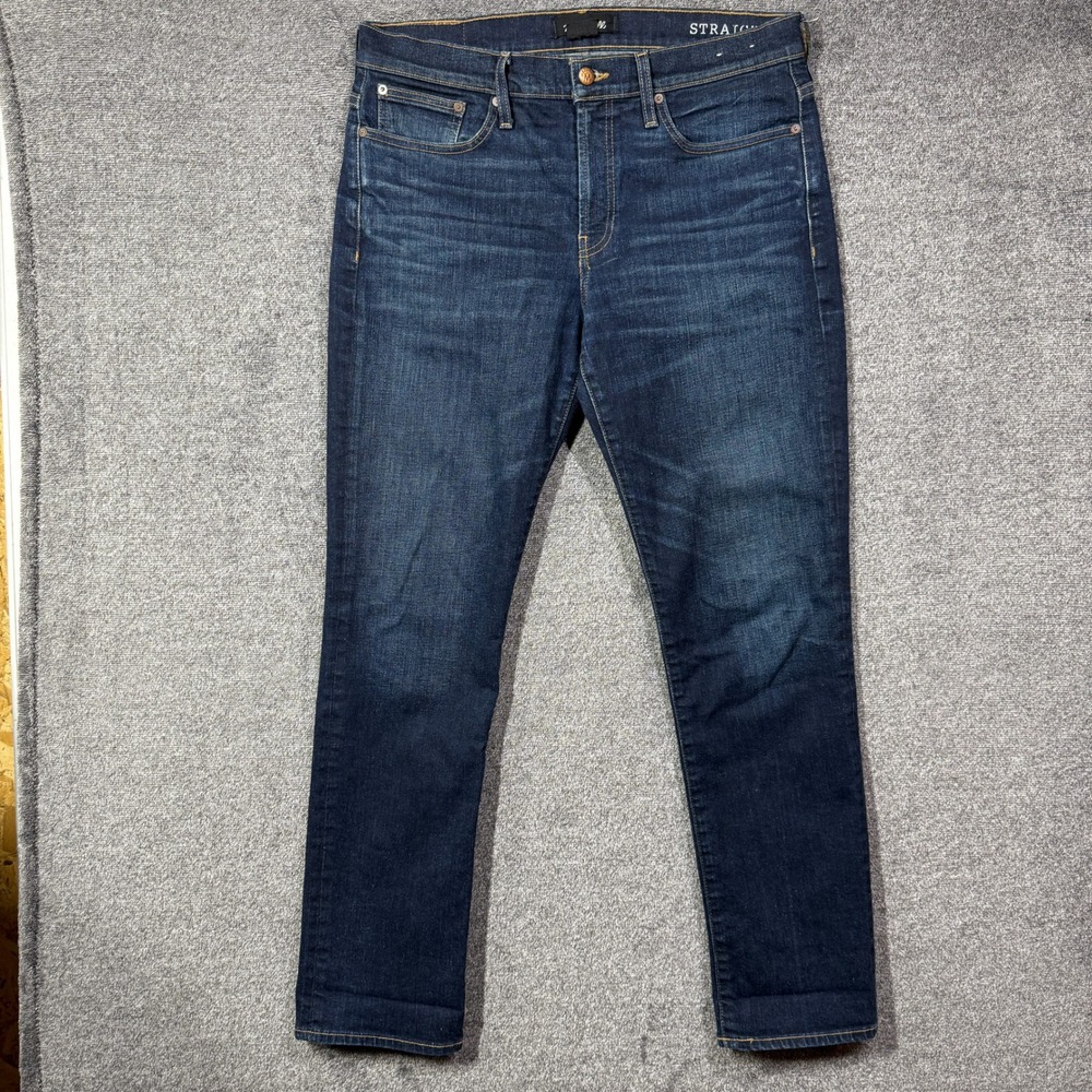 Madewell Mens Straight Leg Jeans 33X32 Dark Wash Denim Blue
